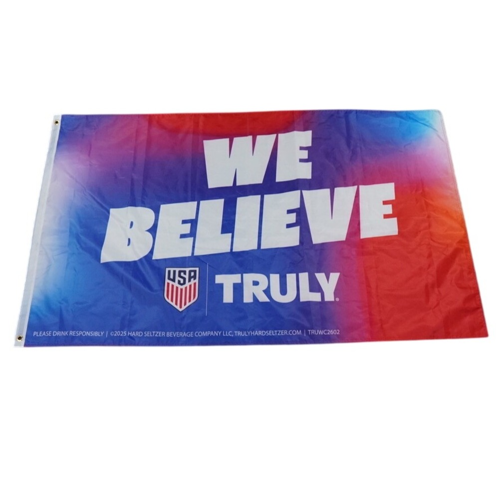 Truly Team USA Soccer Banner 3x5 Blue US Soccer We Believe Official Hard Seltzer